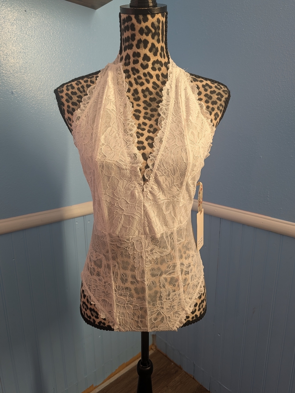 Rose Velvet-White Lace Halter Teddy Bodysuit